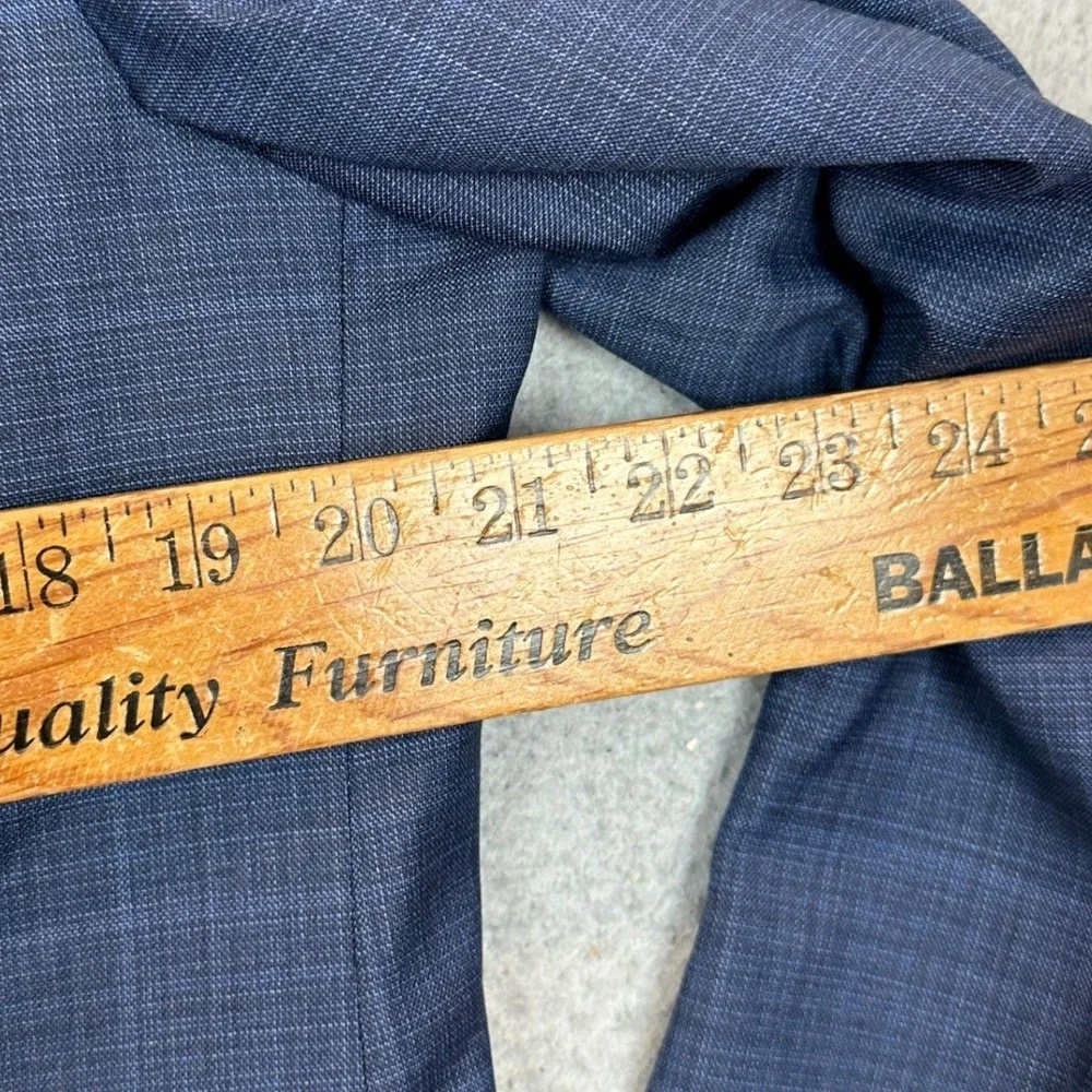 Emporio Armani G Line Virgin Wool Blazer Mens 42 Navy Blue Glen Plaid Sport Coat
